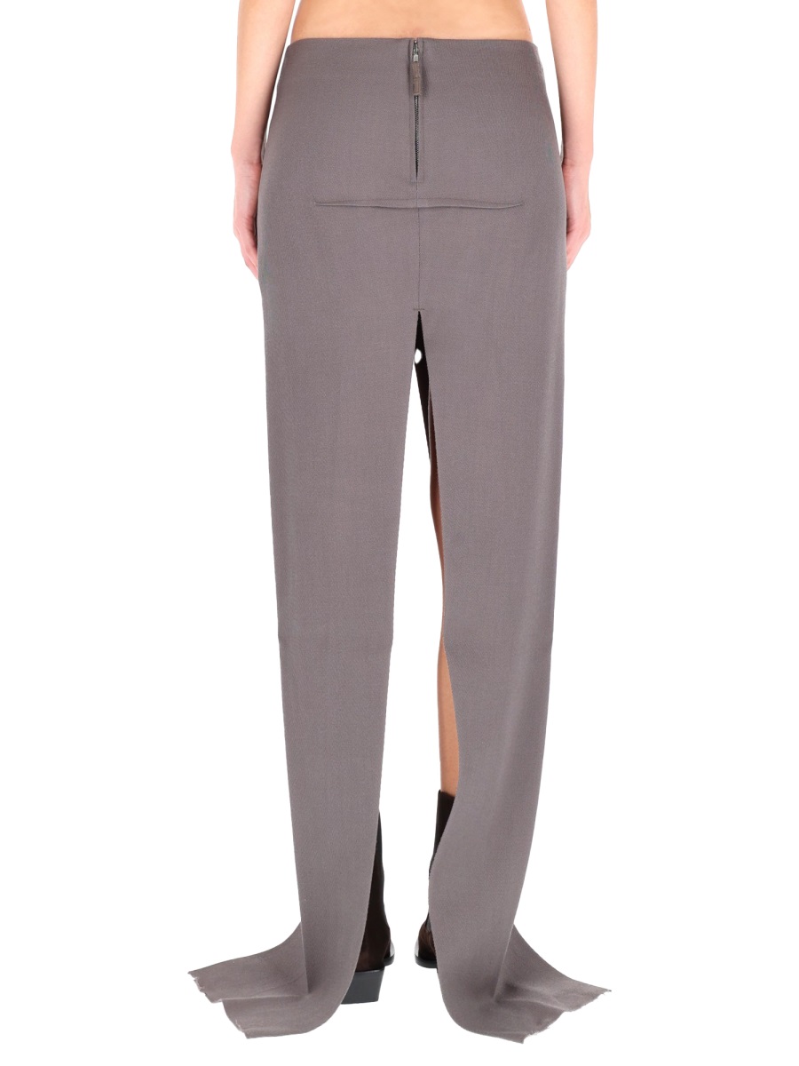 Rick Owens LONG SKIRT WITH CENTER SLITS Grijs