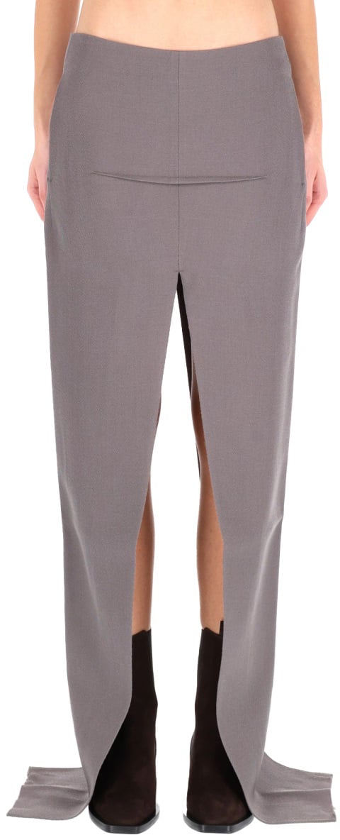 Rick Owens LONG SKIRT WITH CENTER SLITS Grijs