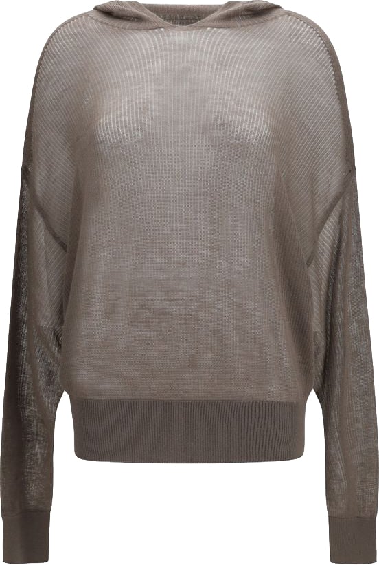 Rick Owens Gray Cashmere Hoodie Grijs