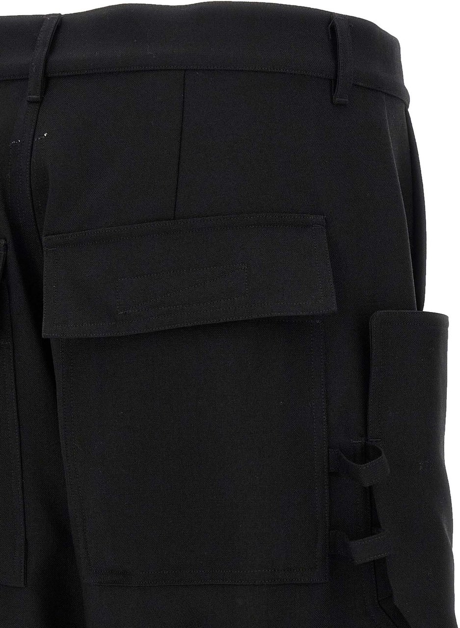 Rick Owens Black Virgin Wool Cargo Pants Zwart