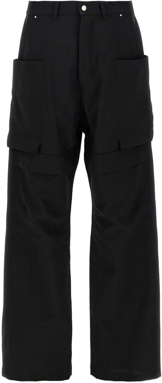 Rick Owens Black Virgin Wool Cargo Pants Zwart