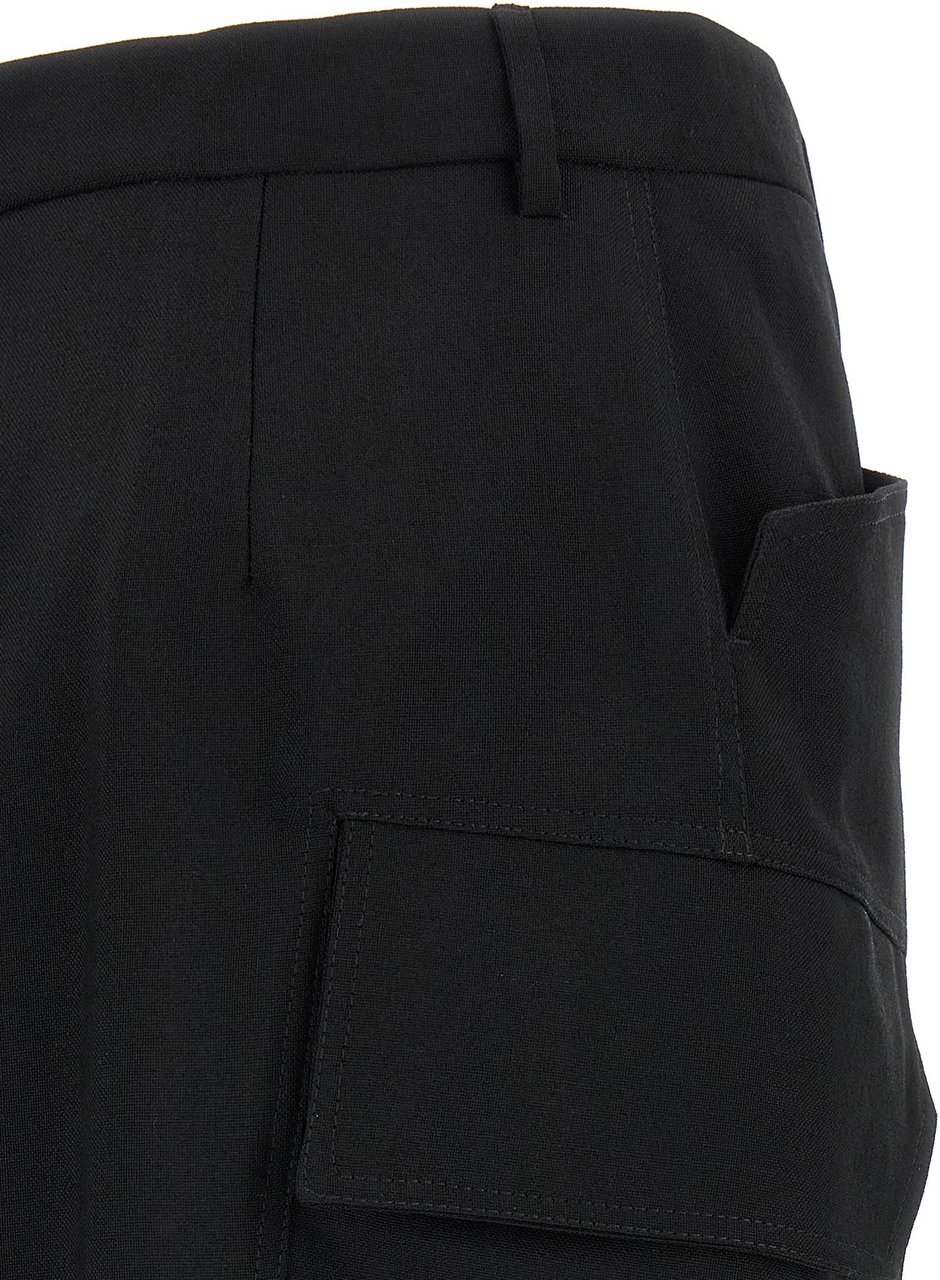 Rick Owens Black Wool Midi Skirt Zwart