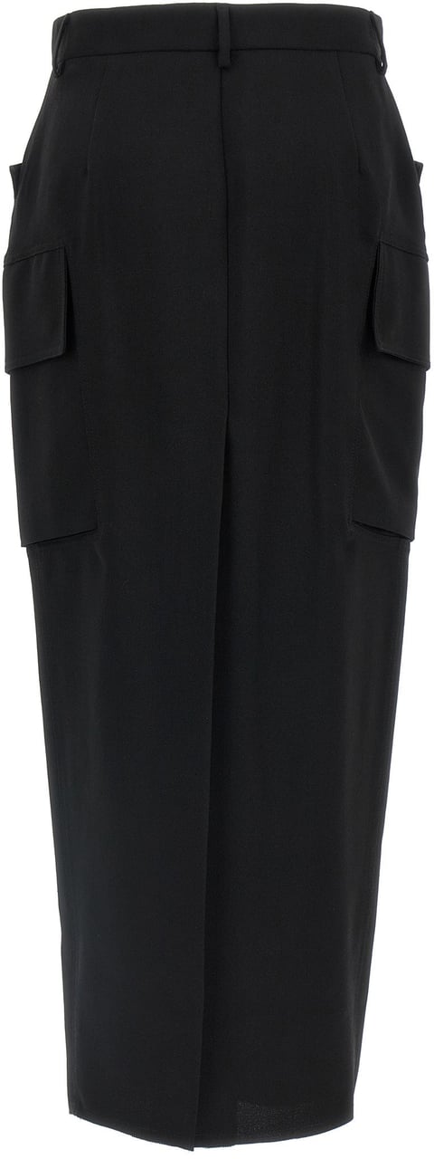 Rick Owens Black Wool Midi Skirt Zwart