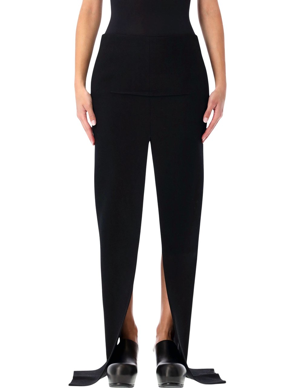Rick Owens Fitted Black Stretch Wool Skirt Rood