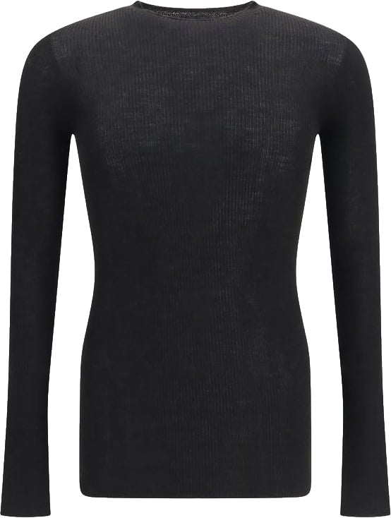 Rick Owens Black Wool Oves Aries Sweatshirt Zwart