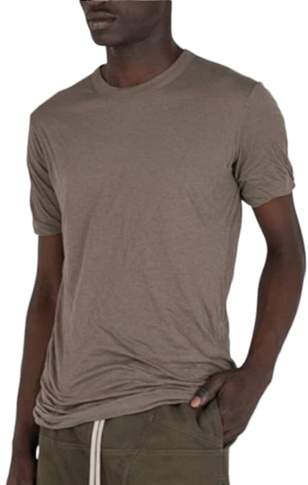 Rick Owens t-shirt double manches courtes dust Double tee Rick Owens Homme RU01D 3256 UC 34 Beige