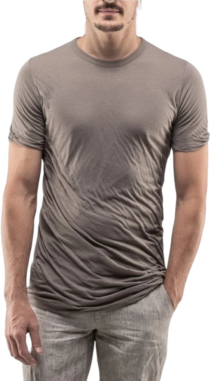 Rick Owens t-shirt double manches courtes dust Double tee Rick Owens Homme RU01D 3256 UC 34 Beige