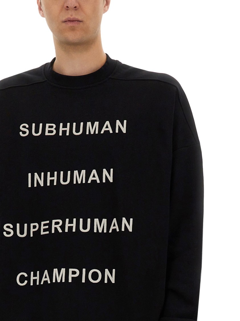 Rick Owens Oversized Black Sweatshirt With Graphic Design Zwart