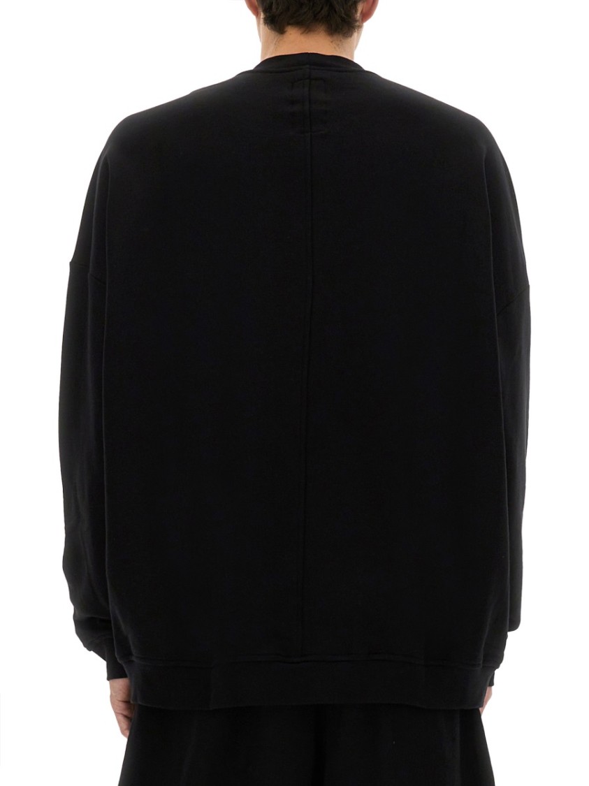 Rick Owens Oversized Black Sweatshirt With Graphic Design Zwart