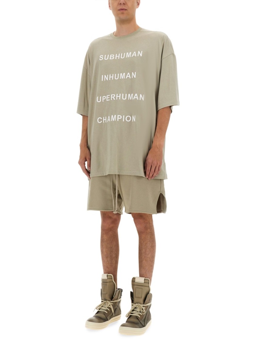 Rick Owens Relaxed Fit Cotton Tee With Contrasting Text Neutraal