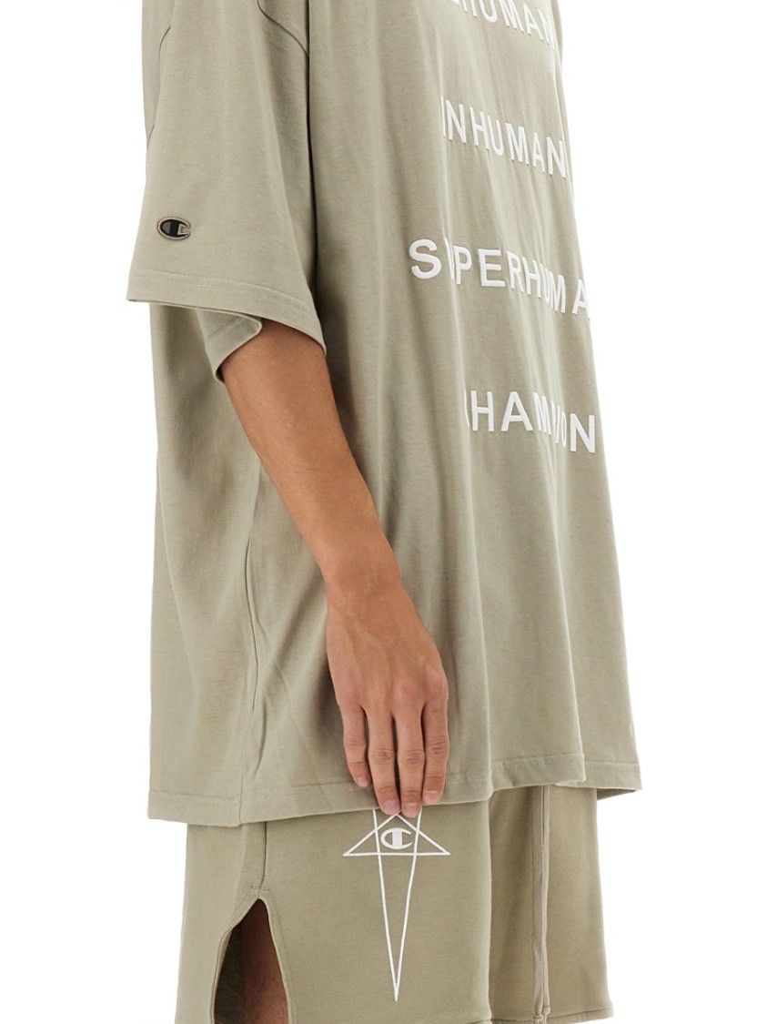 Rick Owens Relaxed Fit Cotton Tee With Contrasting Text Neutraal