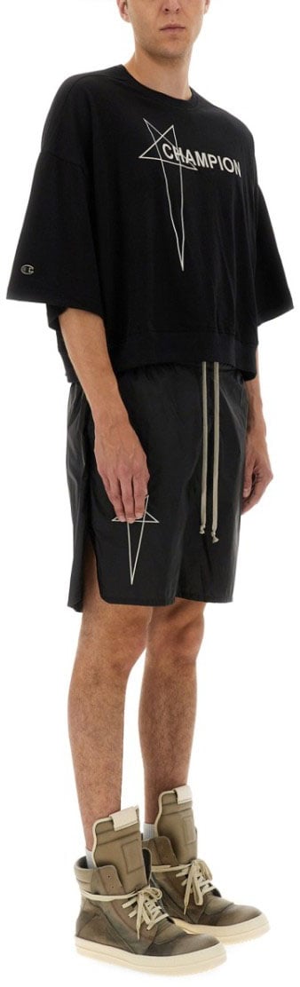 Rick Owens Tommy Cropped T-Shirt Zwart