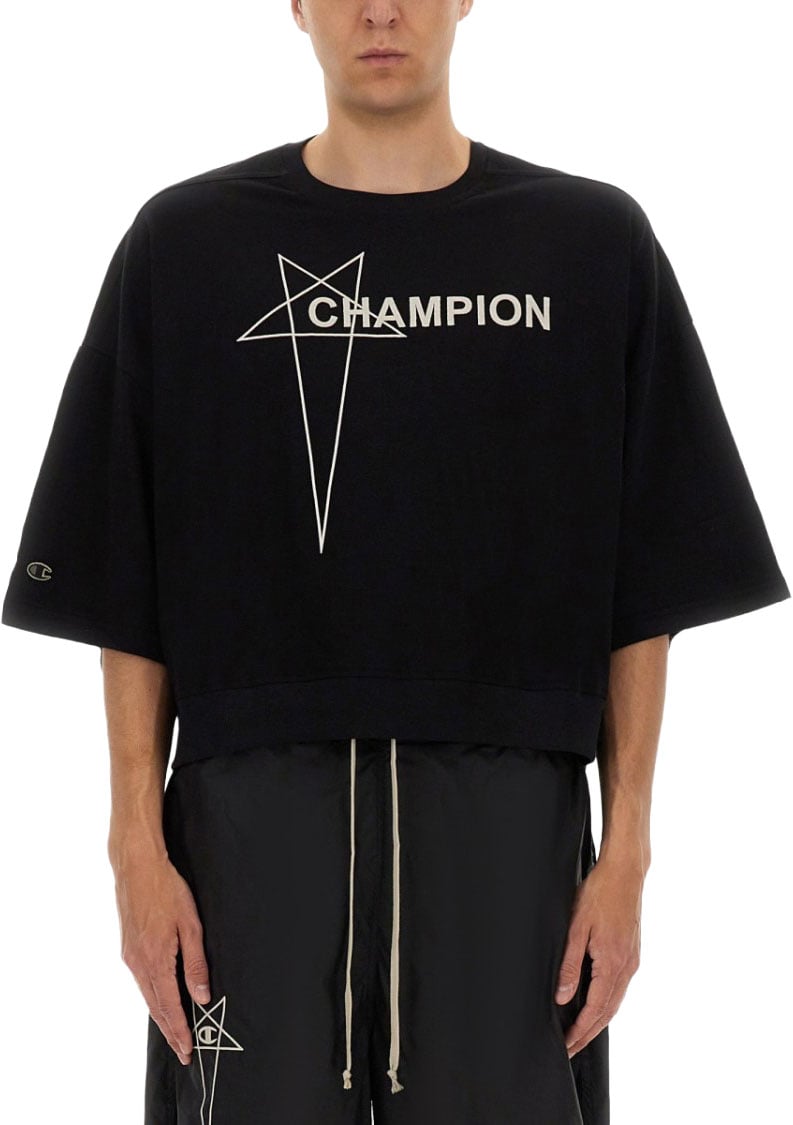 Rick Owens Tommy Cropped T-Shirt Zwart