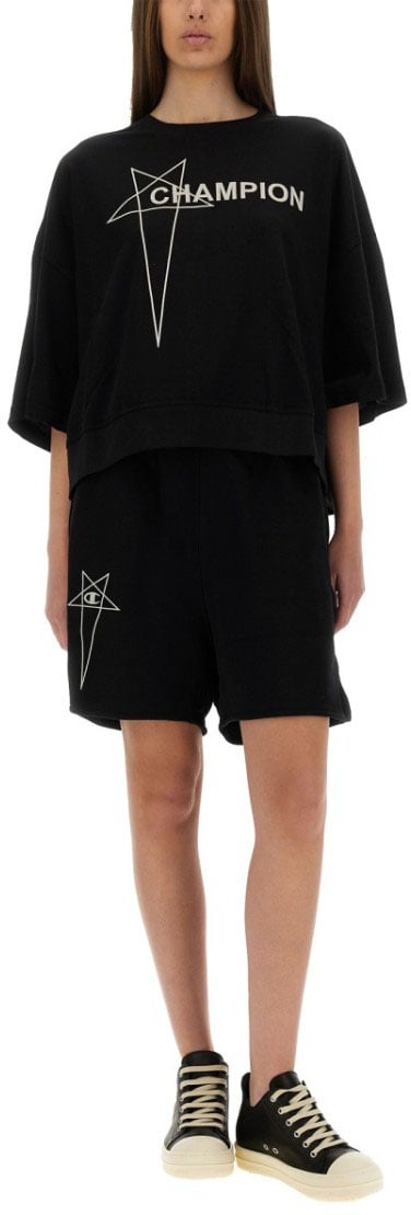 Rick Owens Cropped "Tommy T" T-Shirt Zwart