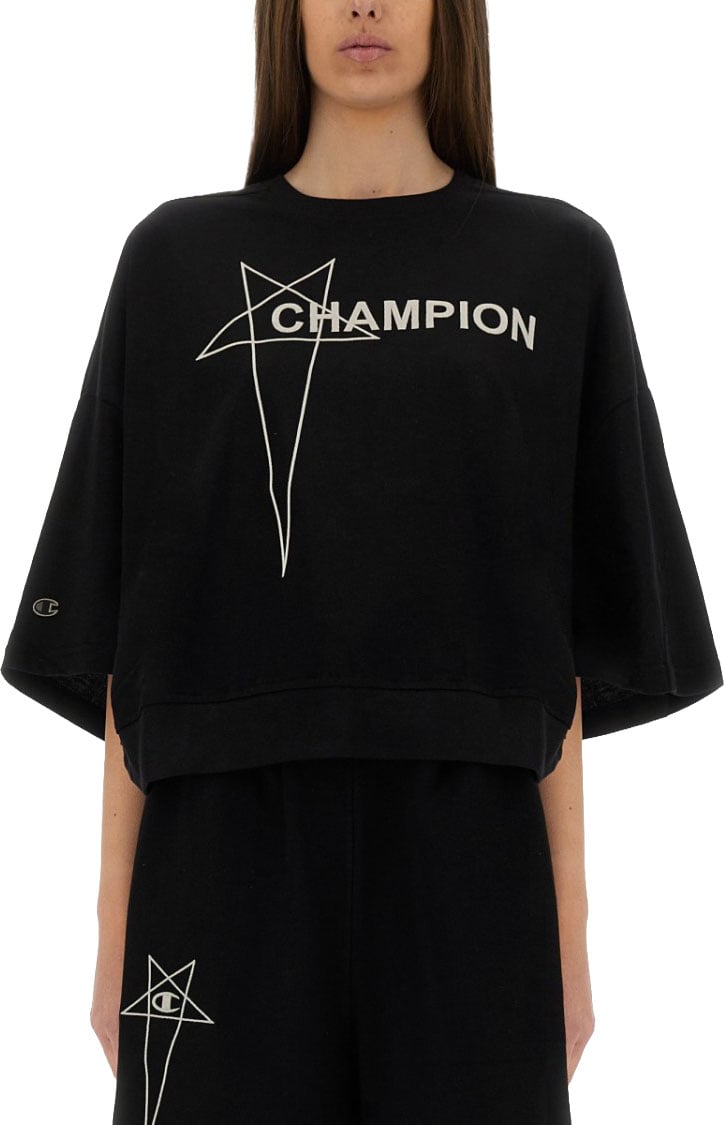 Rick Owens Cropped "Tommy T" T-Shirt Zwart