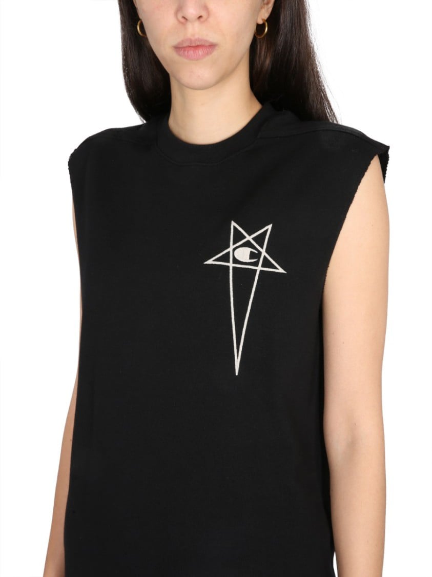 Rick Owens Sleeveless Curved Hem Bodysuit Zwart