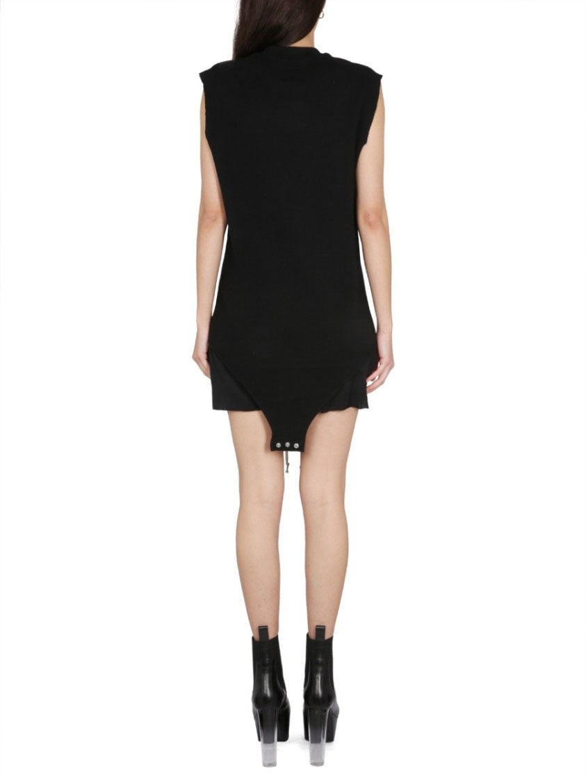 Rick Owens Sleeveless Curved Hem Bodysuit Zwart