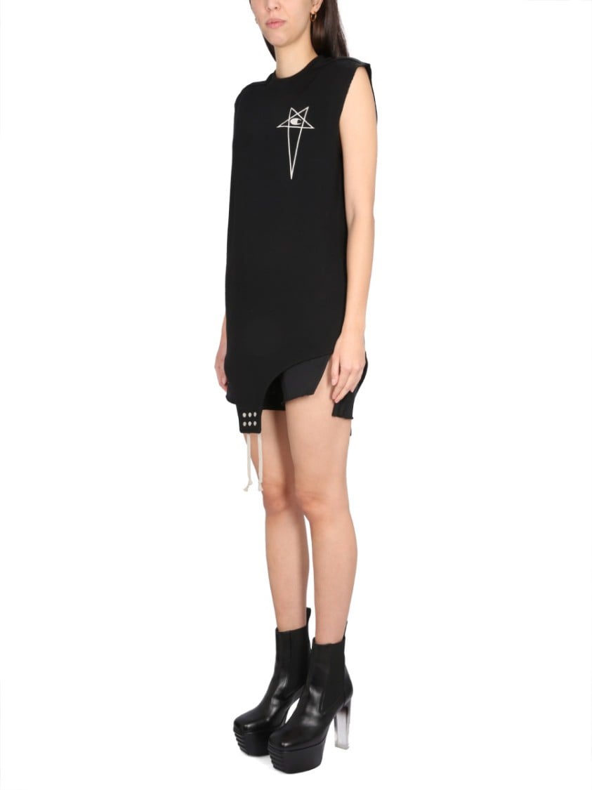 Rick Owens Sleeveless Curved Hem Bodysuit Zwart