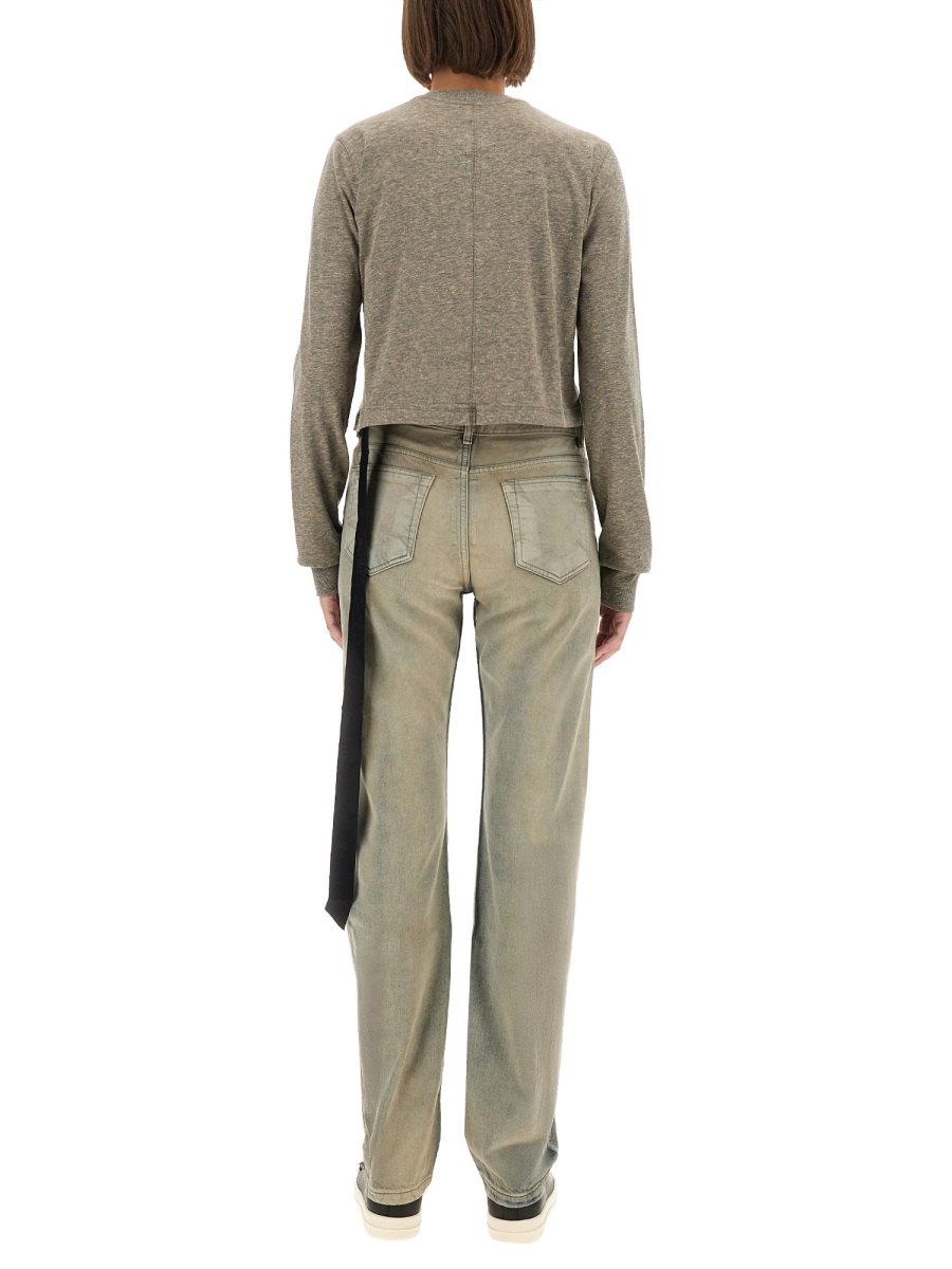 Rick Owens DRKSHDW T-SHIRT "LS CROPPED SMALL LEVEL T" Grijs