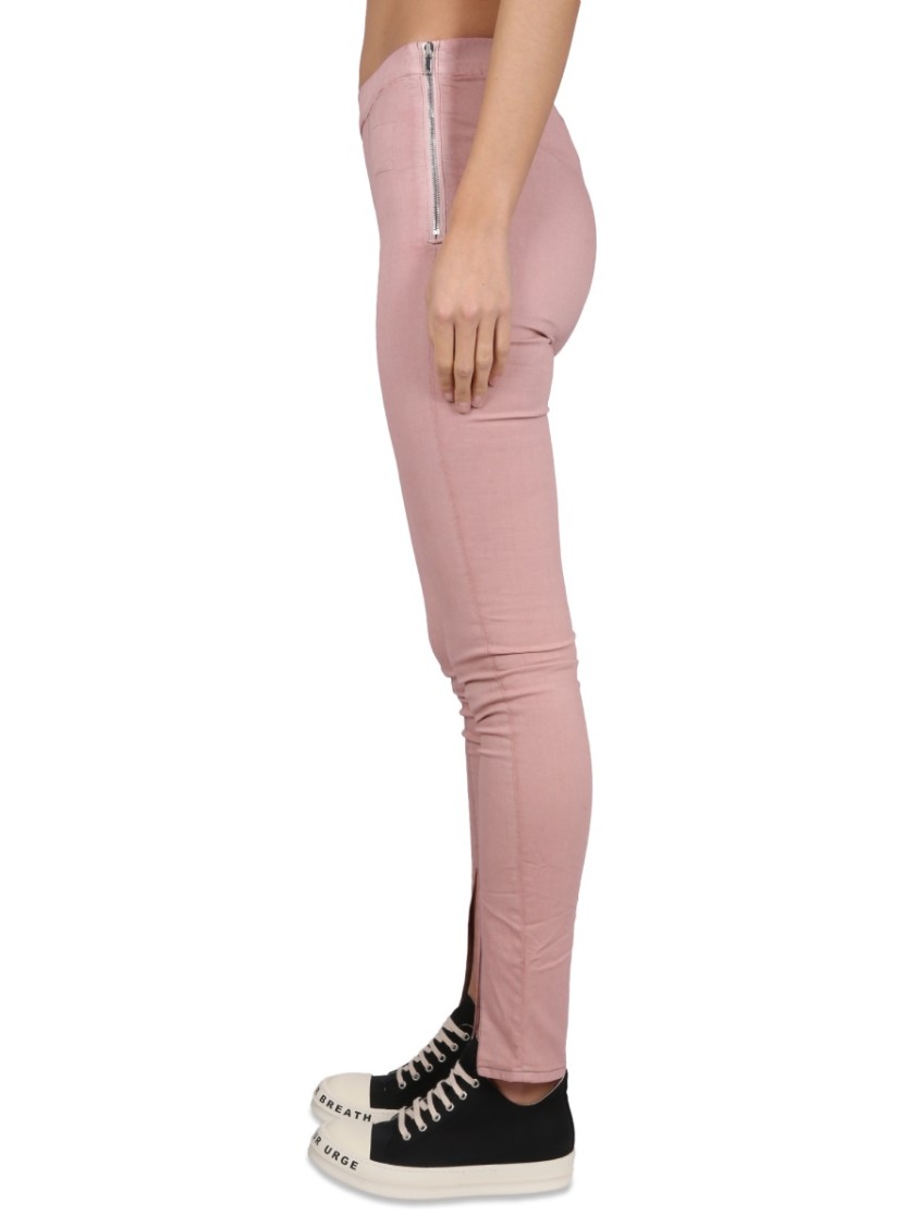 Rick Owens DRKSHDW Denim Leggings With Elastic Waistband And Stylish Slits Roze