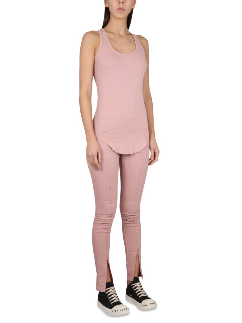 Rick Owens DRKSHDW Denim Leggings With Elastic Waistband And Stylish Slits Roze