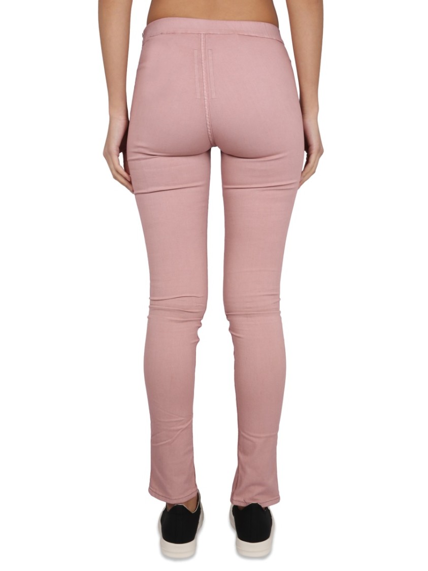 Rick Owens DRKSHDW Denim Leggings With Elastic Waistband And Stylish Slits Roze