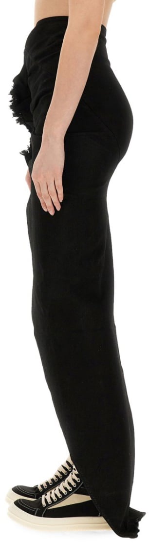 Rick Owens DRKSHDW Slim Fit Long Skirt With High Slit Zwart
