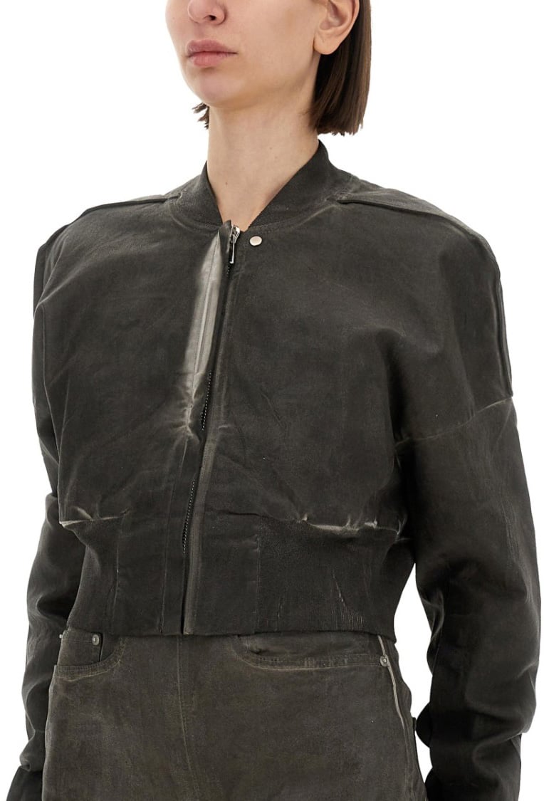 Rick Owens DRKSHDW "Flight Jkt" Cropped Bomber Jacket Grijs