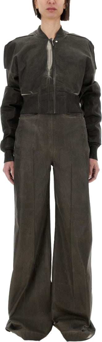 Rick Owens DRKSHDW "Flight Jkt" Cropped Bomber Jacket Grijs