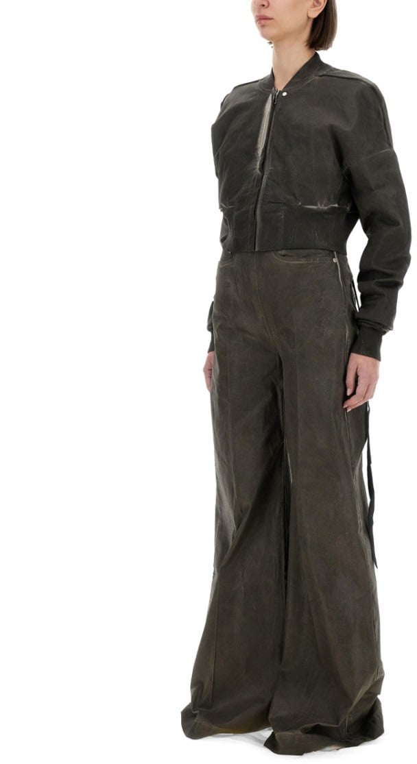 Rick Owens DRKSHDW "Flight Jkt" Cropped Bomber Jacket Grijs