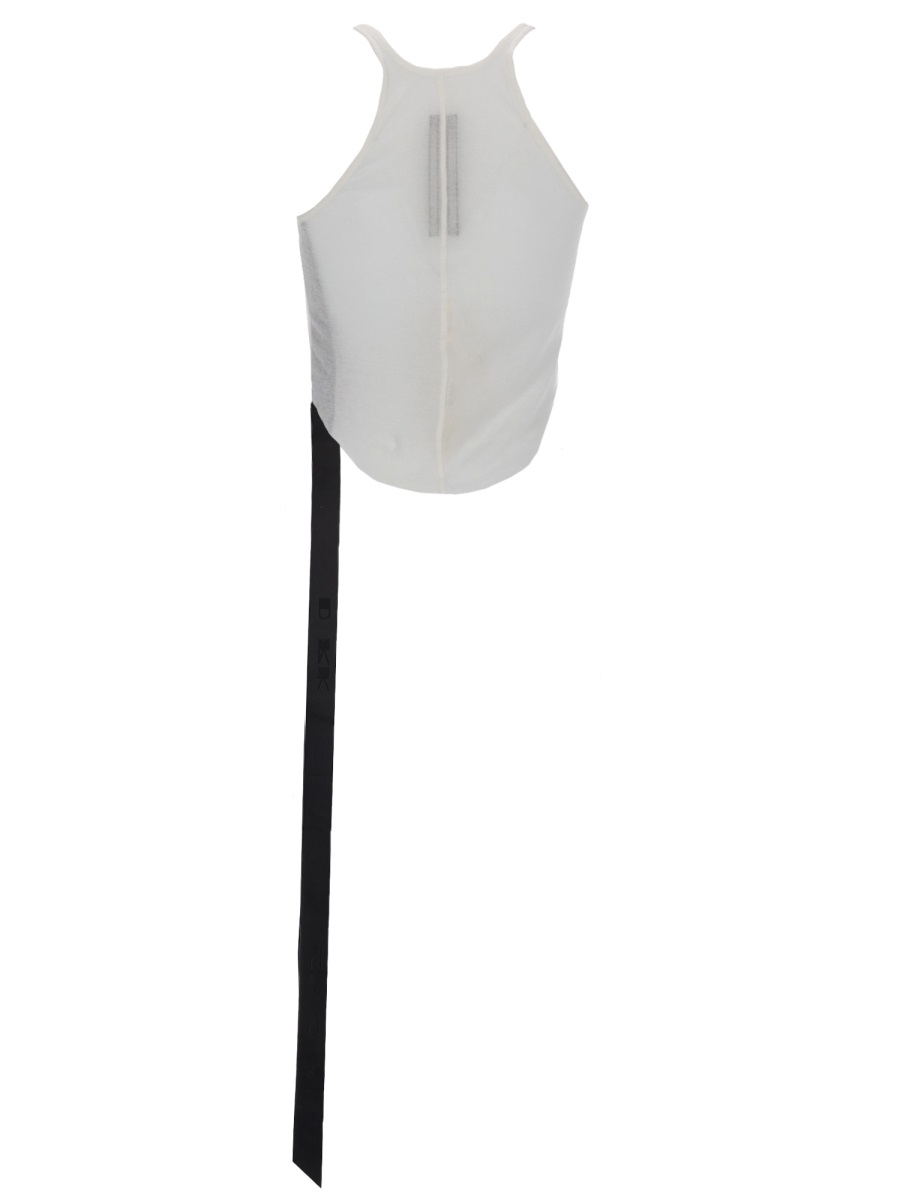 Rick Owens DRKSHDW Cropped Square Neck Asymmetrical Tank Top Wit
