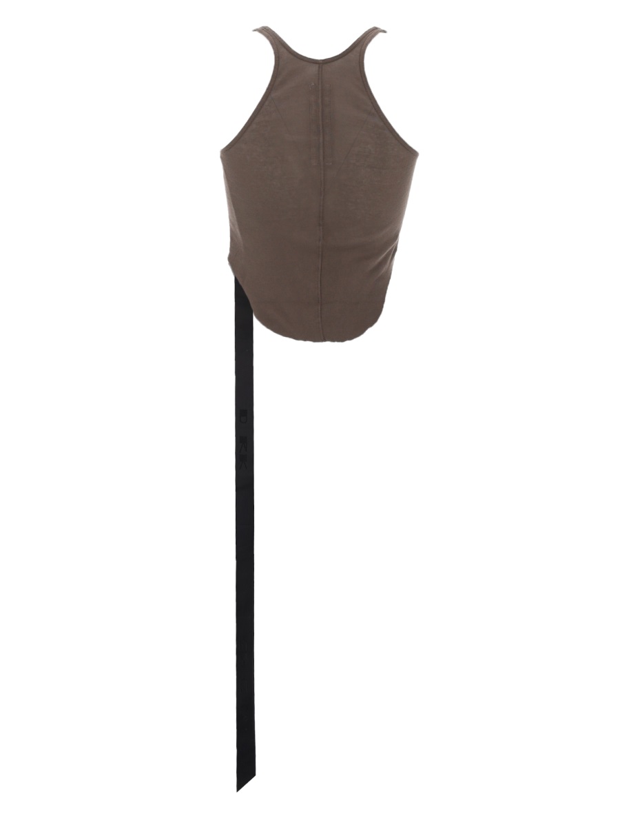 Rick Owens DRKSHDW Neutrals Fitted Cropped Cotton Tank Top Grijs