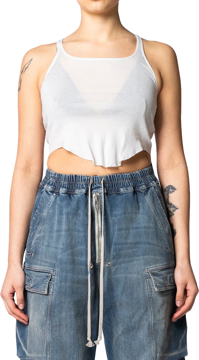 Rick Owens DRKSHDW Cropped Basic Tank Milk Wash Wit