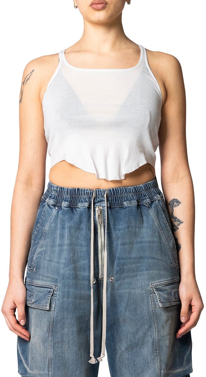 Rick Owens DRKSHDW BASIC TANK CROPPED MILK WASH Wit