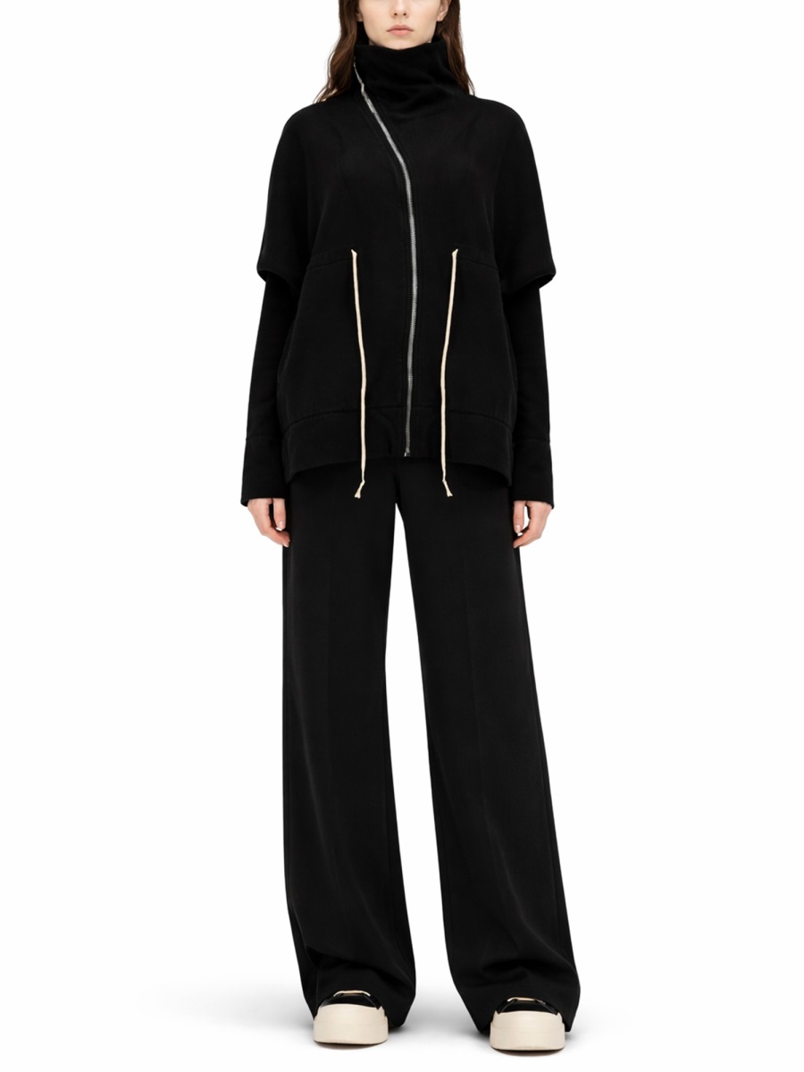 Rick Owens DRKSHDW Mountain Sail Asymmetrical Zipper Sweatshirt Zwart