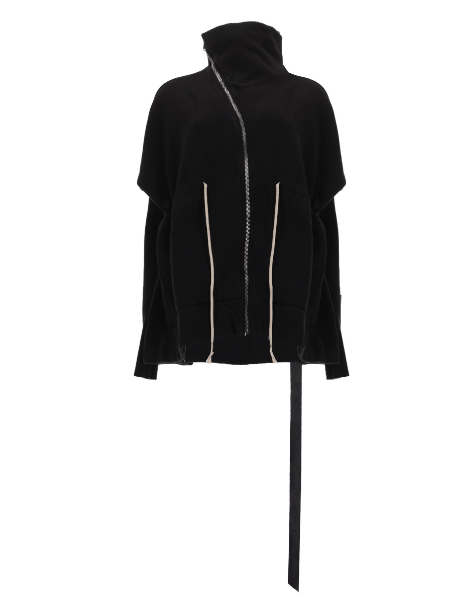 Rick Owens DRKSHDW Mountain Sail Asymmetrical Zipper Sweatshirt Zwart