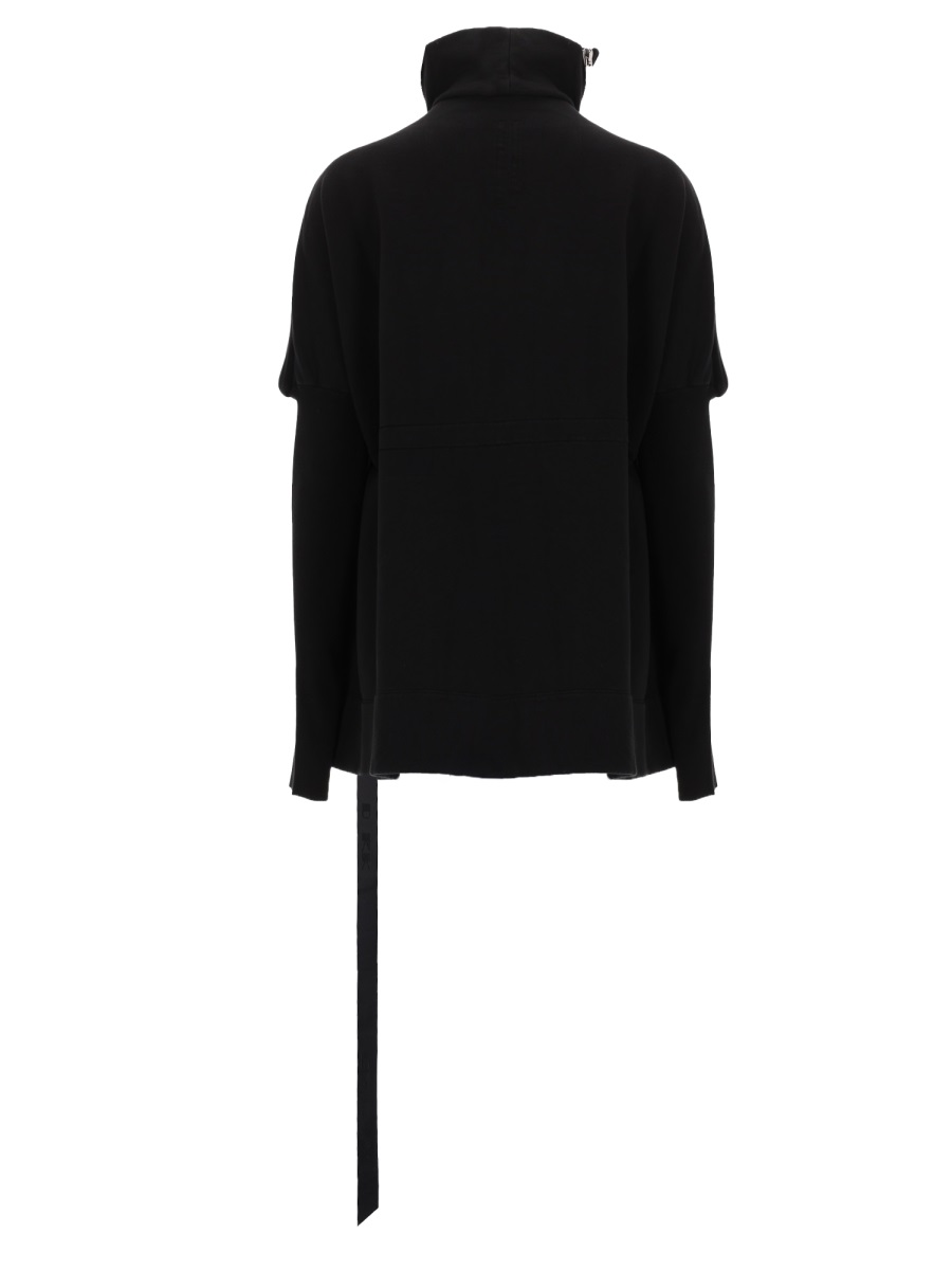 Rick Owens DRKSHDW Mountain Sail Asymmetrical Zipper Sweatshirt Zwart