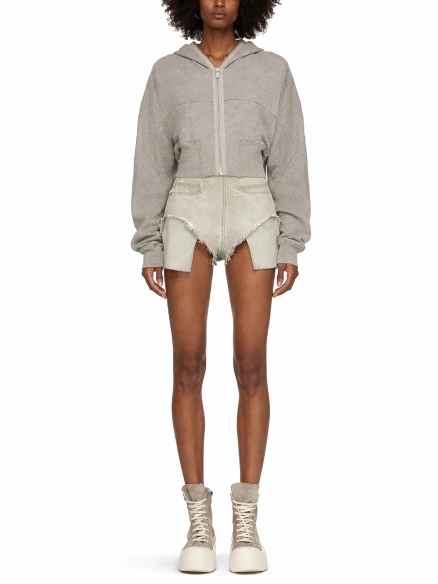 Rick Owens DRKSHDW Gimp Collage Cropped Front-Zip Cotton-Blend Sweatshirt Grijs