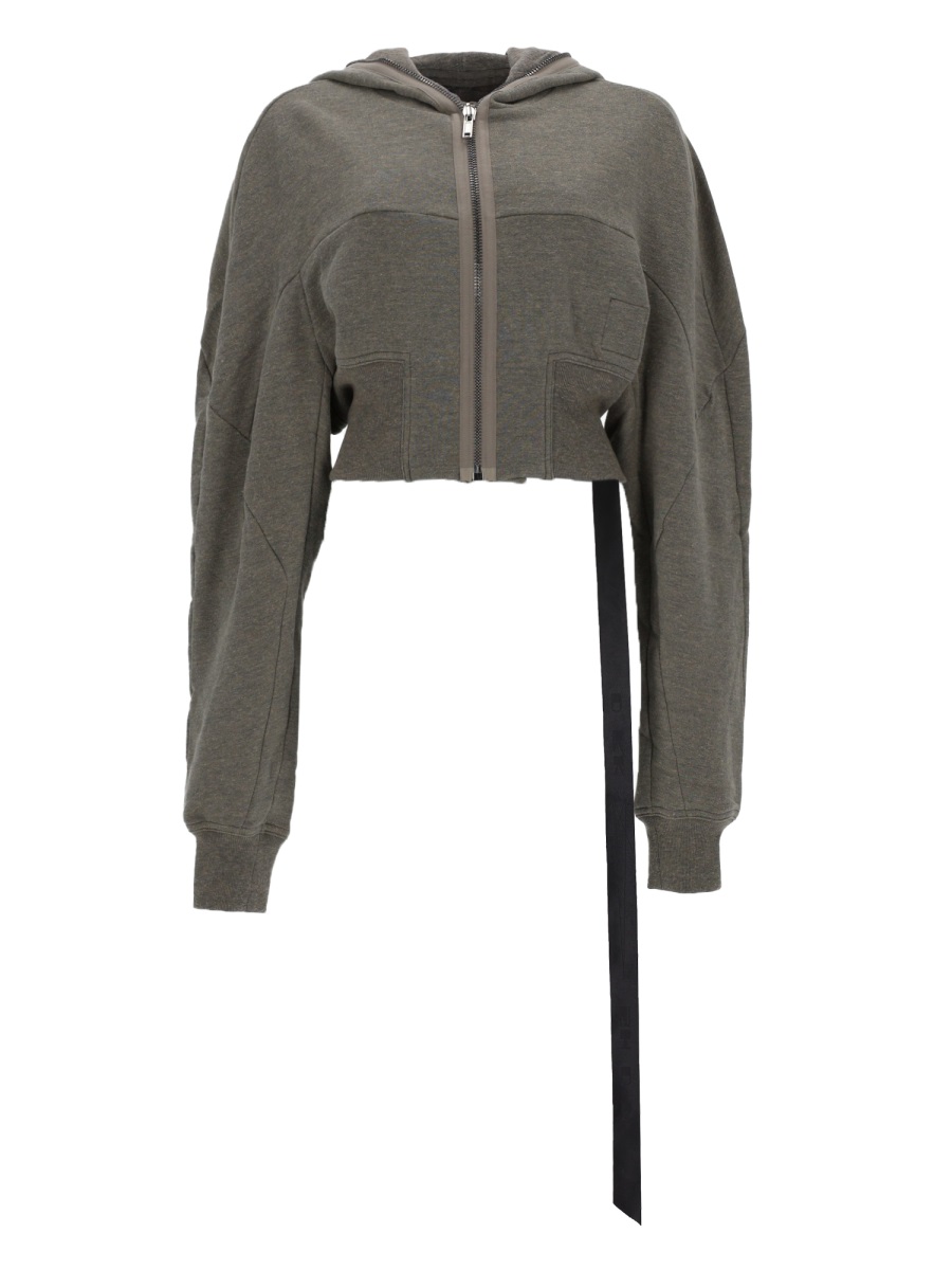 Rick Owens DRKSHDW Gimp Collage Cropped Front-Zip Cotton-Blend Sweatshirt Grijs