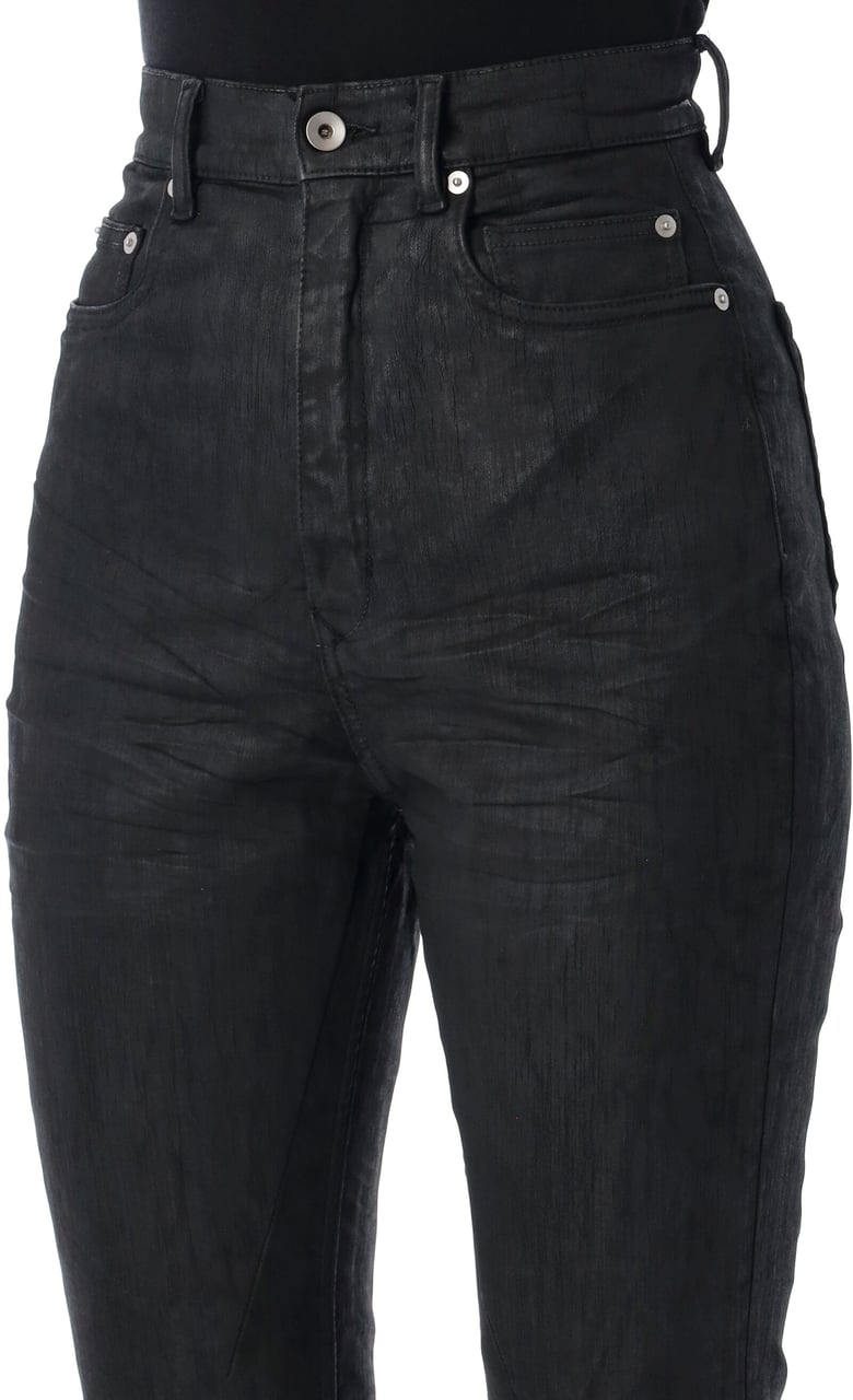 Rick Owens DRKSHDW Rick Owens DRKSHDW Bolan Bootcut black waxed jeans Zwart