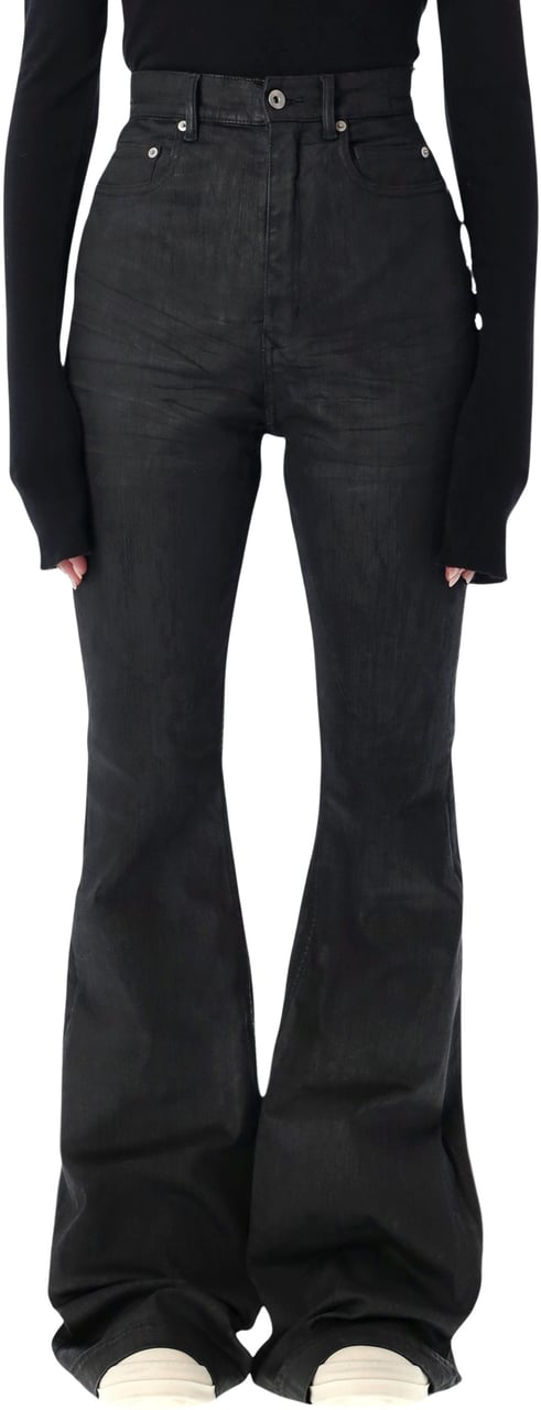 Rick Owens DRKSHDW Rick Owens DRKSHDW Bolan Bootcut black waxed jeans Zwart