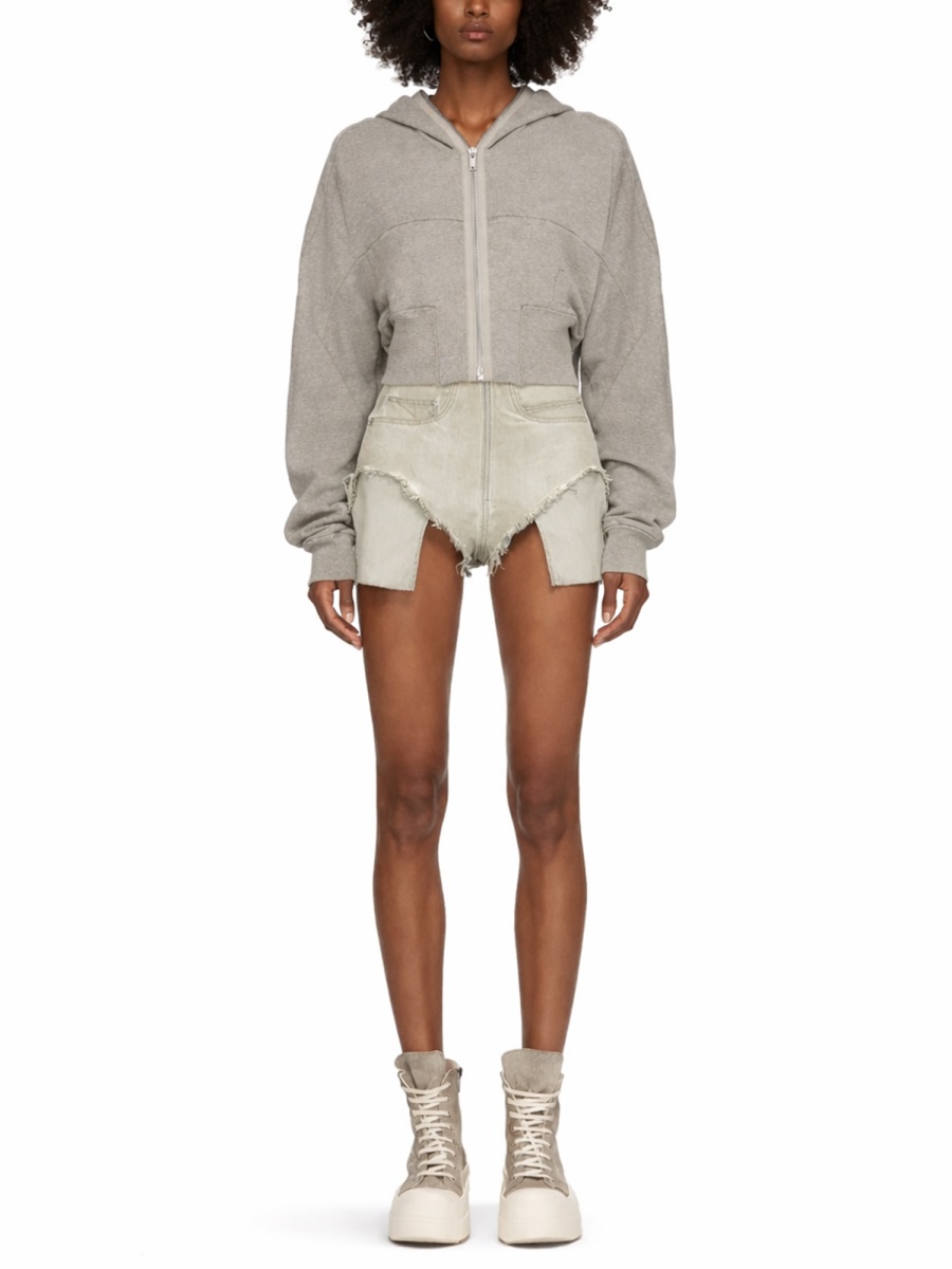 Rick Owens DRKSHDW Dirt Layered High-Waisted Frayed Shorts Neutraal