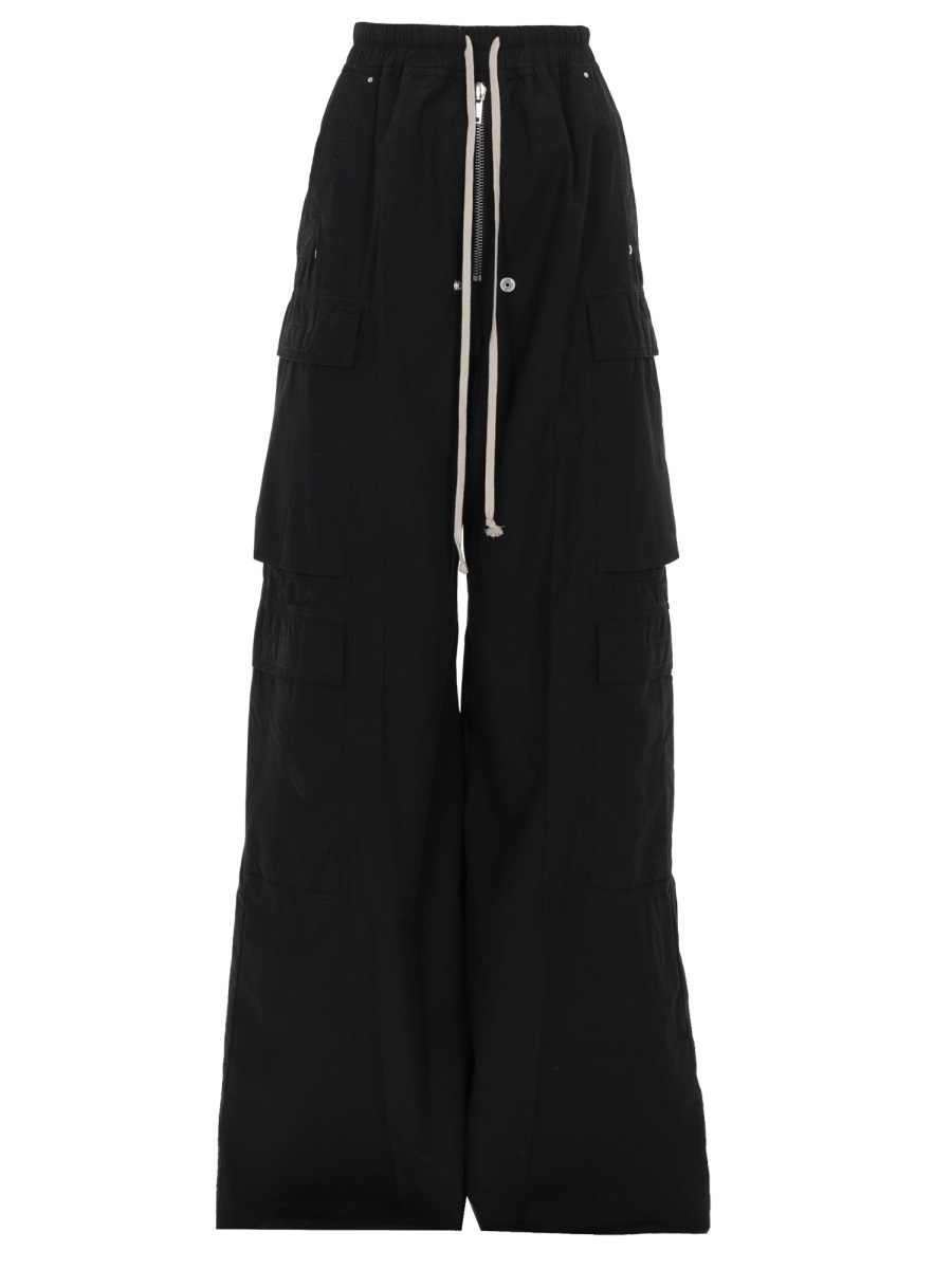 Rick Owens DRKSHDW Black Wide-Leg Side Snap Button Cargo Trousers Zwart