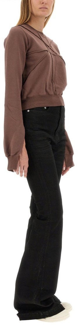Rick Owens DRKSHDW Cropped Sweatshirt With Flared Sleeves Bruin