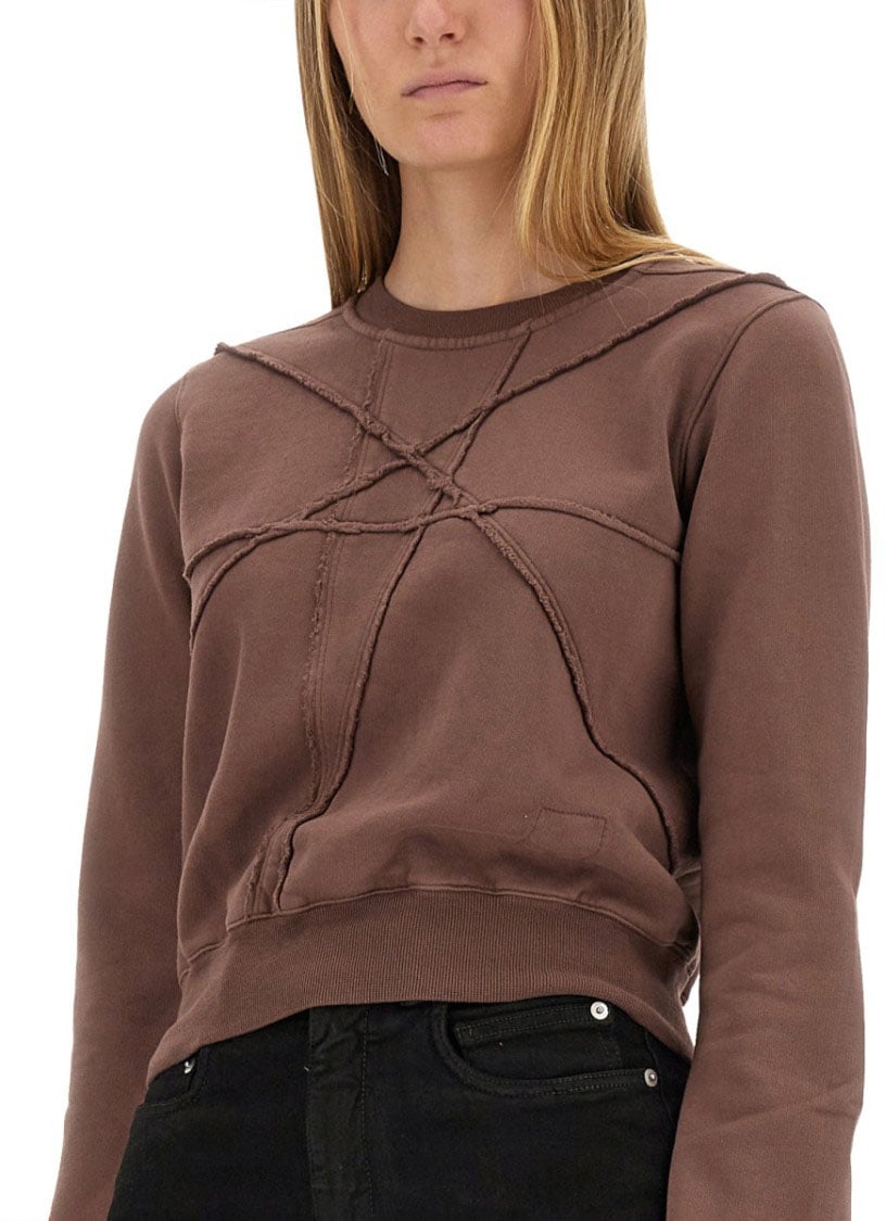 Rick Owens DRKSHDW Cropped Sweatshirt With Flared Sleeves Bruin