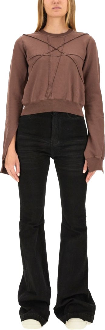 Rick Owens DRKSHDW Cropped Sweatshirt With Flared Sleeves Bruin