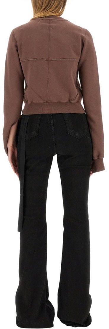 Rick Owens DRKSHDW Cropped Sweatshirt With Flared Sleeves Bruin
