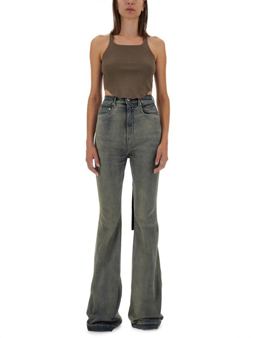 Rick Owens DRKSHDW Cropped Fitted Tank Top Neutraal