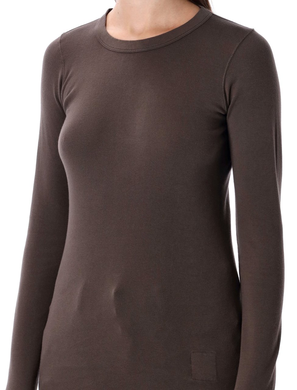 Rick Owens DRKSHDW Rib LS Fitted Extended Cuff Tee Zwart