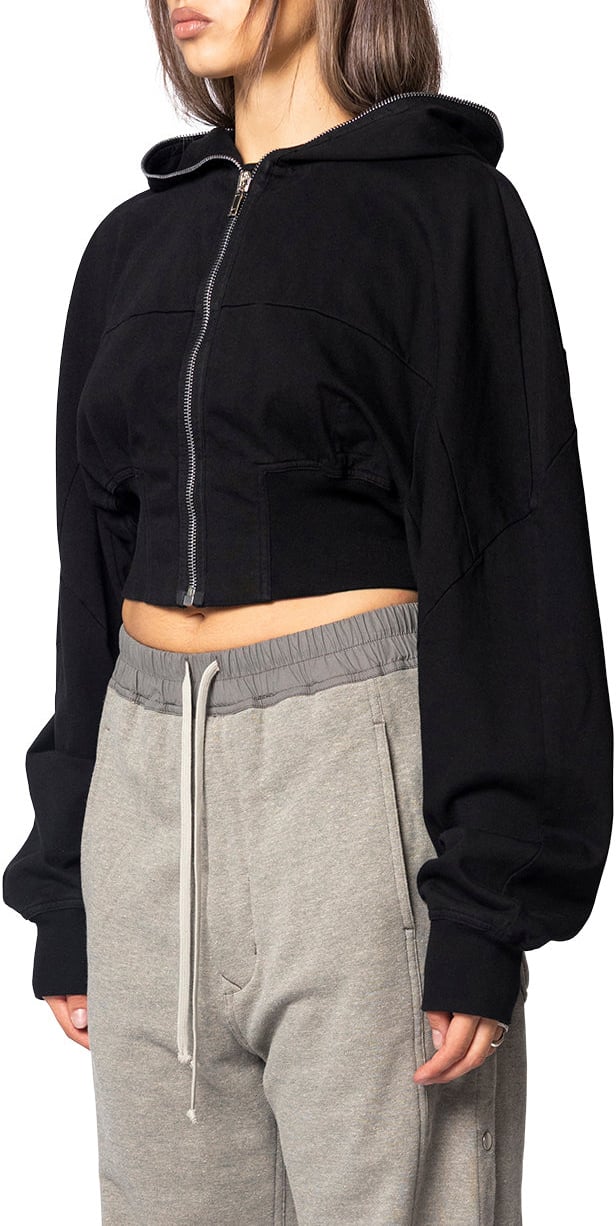 Rick Owens DRKSHDW COLLAGE GIMP HOODIE BLACK Zwart